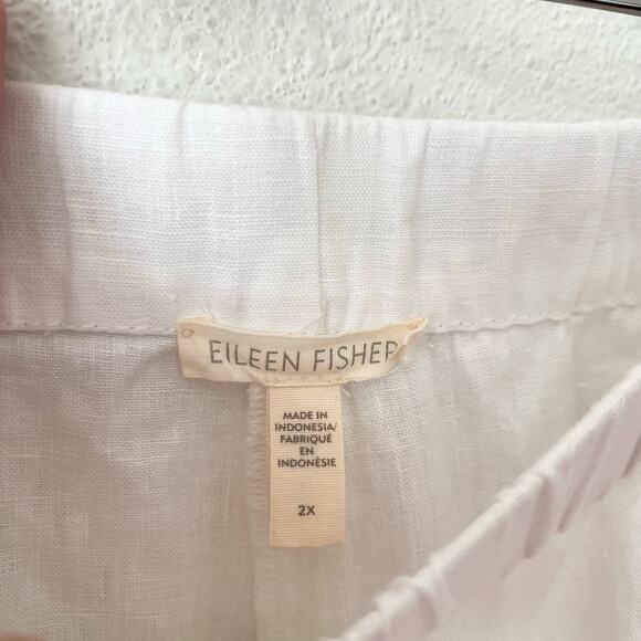 Eileen Fisher White Linen Pants Lagenlook Wide Leg // Plus Size 2X‎ - Picture 2 of 3